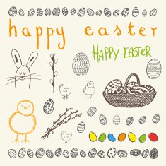 Doodle vector Easter set