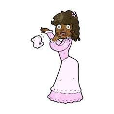cartoon victorian woman dropping handkerchief N6