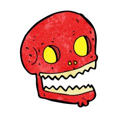 cartoon spooky skull N107