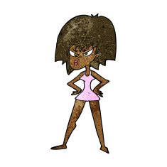 cartoon angry woman in dress N7