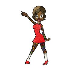 cartoon woman with tattoos N10
