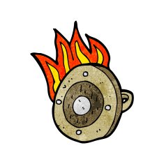cartoon burning shield N3