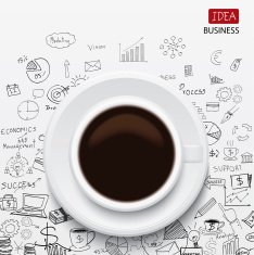 coffee cup and business strategy Business plan Idea Sketch