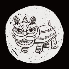 Chinese New Year The dragon and lion dancing head doodle N24