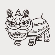 Chinese New Year The dragon and lion dancing head doodle N25