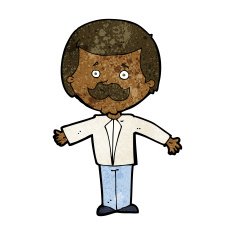 cartoon mustache man with open arms N7