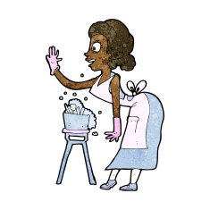 cartoon housewife washing up N7
