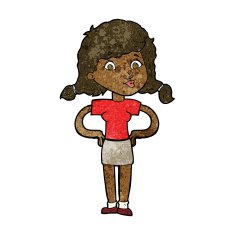 cartoon pretty girl with hands on hips N7