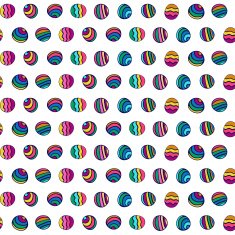 Seamless pattern of colorful circles on hand-drawn white