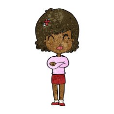 cartoon happy woman with folded arms N11