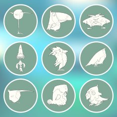 Set of hand drawn vector retro cartoon birds on flat