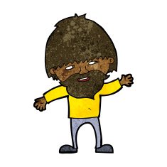 cartoon happy bearded man waving N6