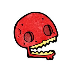 cartoon spooky skull N108