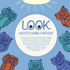 Owl's Angled Around Edge "Looking Who's Having Birthday" Greeting Card