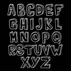 Hand drawn 3D alphabet