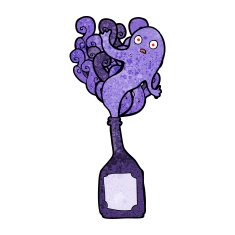 cartoon ghost in bottle N22