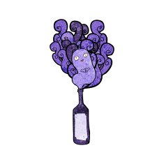 cartoon ghost in bottle N23