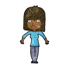 cartoon woman shrugging N37