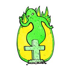 cartoon ghost rising from grave N24