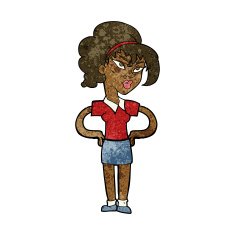 cartoon woman with hands on hips N127