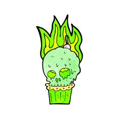 cartoon spooky skull cupcake N7