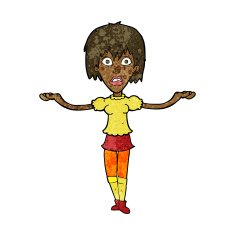 cartoon woman shrugging shoulders N284
