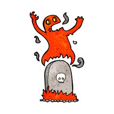 cartoon ghost rising from grave N25