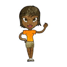 Cartoon Woman Waving N197