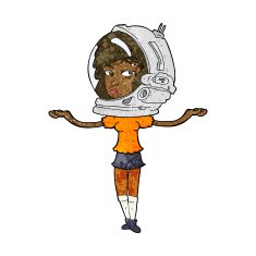 cartoon woman wearing space helmet N12