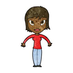 cartoon woman shrugging shoulders N285