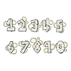 cartoon wooden numbers N7