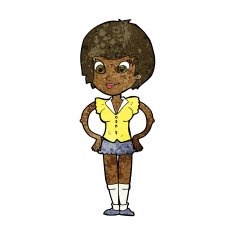 cartoon pretty woman with hands on hips N13