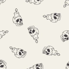skull candle doodle seamless pattern background N2