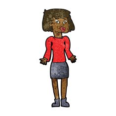 cartoon woman shrugging shoulders N287