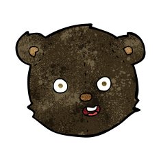 cartoon black teddy bear head N3