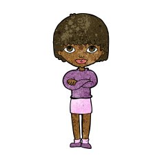 cartoon woman with folded arms N18