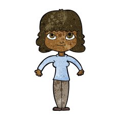 cartoon woman shrugging shoulders N289