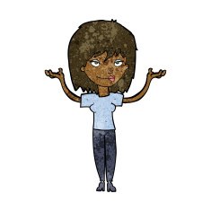 cartoon woman shrugging N38