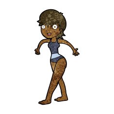 cartoon happy woman in swimming costume N7