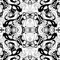 Vector Seamless Abstract Black and White Tribal Pattern N64