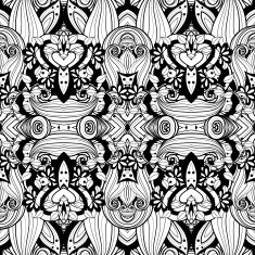 Vector Seamless Abstract Black and White Tribal Pattern N65
