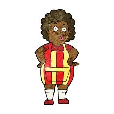 cartoon woman in kitchen apron N6
