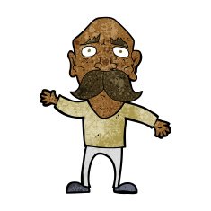 cartoon worried old man N13