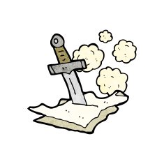 cartoon dagger in papers N3