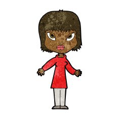 cartoon woman with open arms N59