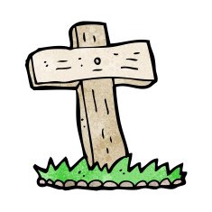 cartoon wooden cross grave N17