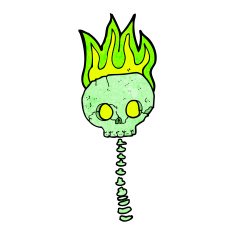 cartoon spooky skull and spine N7