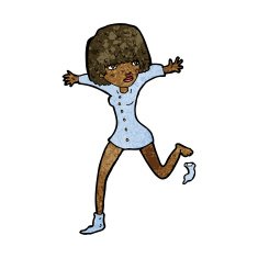 cartoon woman kicking off sock N6