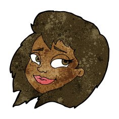 cartoon happy female face N111