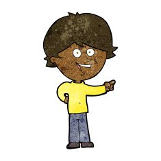 cartoon boy laughing and pointing N7